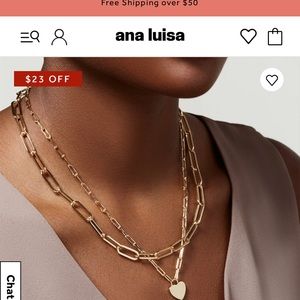 Anna luisa paperclip style necklace with attached heart pendant